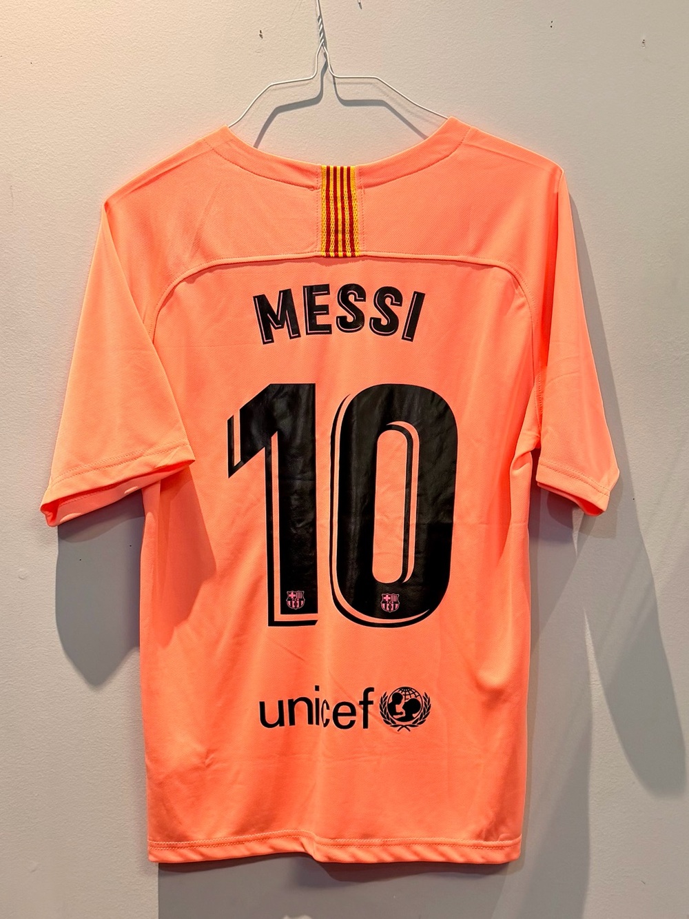 Nike Neon Coral Messi #10 Soccer Jersey